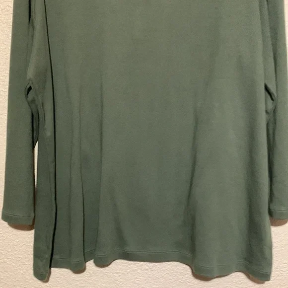 Kim Rogers Top Tee XXL Olive Green Stretchy 3/4 Sleeve Soft Cotton NWT - Picture 10 of 12